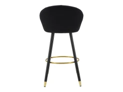Taburete de bar para cocina en terciopelo con patas de madera negras y doradas h80cm Prague - Negro