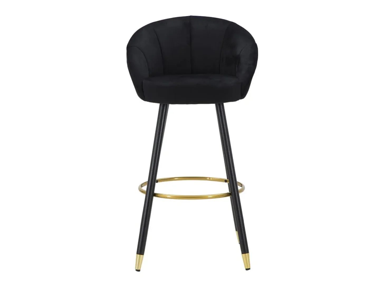 Taburete de bar para cocina en terciopelo con patas de madera negras y doradas h80cm Prague - Negro