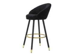 Taburete de bar para cocina en terciopelo con patas de madera negras y doradas h80cm Prague - Negro