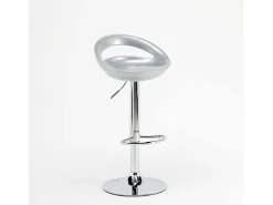 Taburete de bar para cocina alto giratorio fijo ajustable y con reposapiés modelo Hollywood - Gris