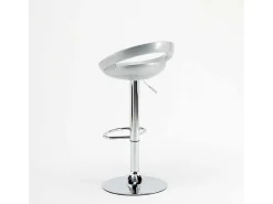 Taburete de bar para cocina alto giratorio fijo ajustable y con reposapiés modelo Hollywood - Gris