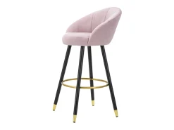 Taburete de bar para cocina en terciopelo con patas de madera negras y doradas h80cm Prague - Rosa
