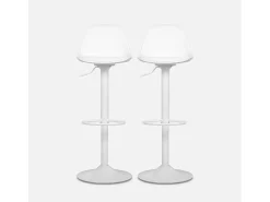 Taburete de bar regulable con imitación cuero, set de 2 blanco