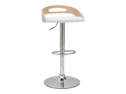 Taburete de bar regulable en altura moderno madera clara y blanco MANO