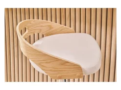 Taburete de bar regulable en altura moderno madera clara y blanco MANO