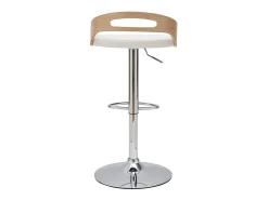 Taburete de bar regulable en altura moderno madera clara y blanco MANO