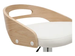 Taburete de bar regulable en altura moderno madera clara y blanco MANO