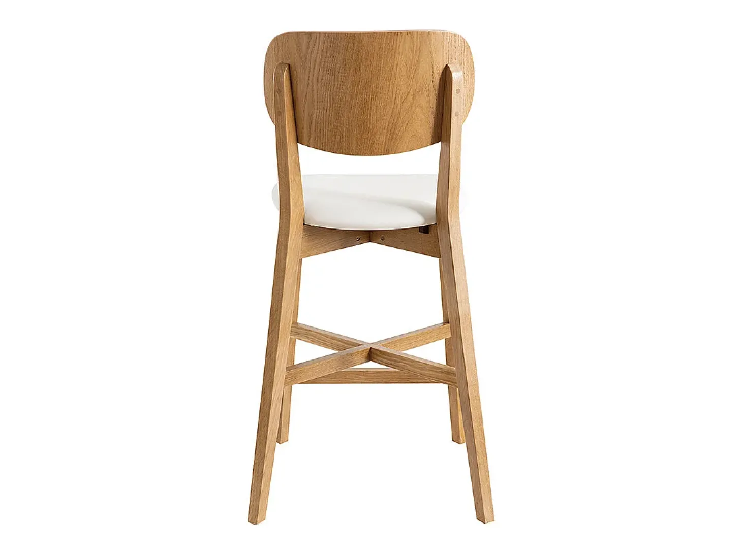 Taburete de bar roble y asiento blanco A65 cm LUCIA