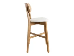 Taburete de bar roble y asiento blanco A65 cm LUCIA