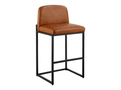 Taburete de Bar SucceBuy, Lote de 4, Silla de Bar en Piel de PU Cómoda, 68 cm de Alto, Asiento de Cocina con Respaldo Y Pies en Metal, Marrón