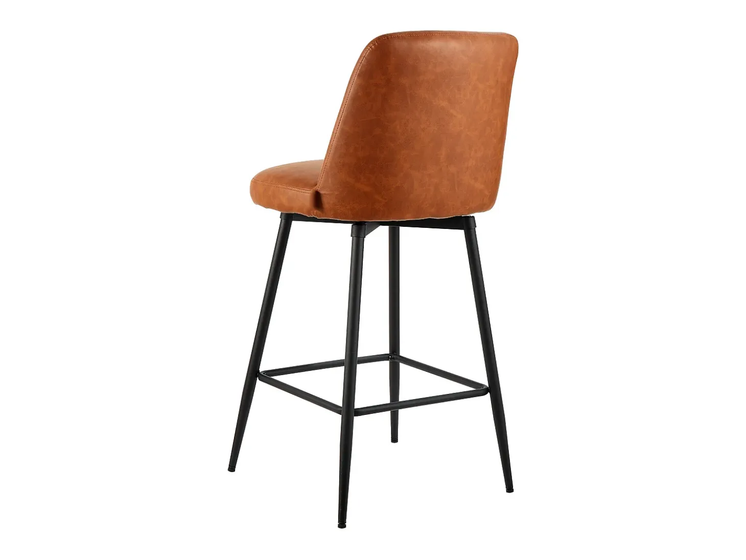 Taburete de Bar SucceBuy, Lote de 2, Silla de Bar Moderna en Piel de PU, Asiento de Cocina Giratorio, 68.6 cm de Alto, con Respaldo Y Pies en Metal, Marrón