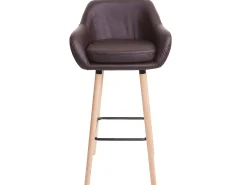 Taburete de bar Vaasa T381, imitación de cuero, marrón
