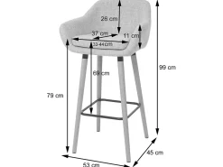 Taburete de bar Vaasa T381, imitación de cuero, marrón