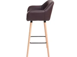 Taburete de bar Vaasa T381, imitación de cuero, marrón