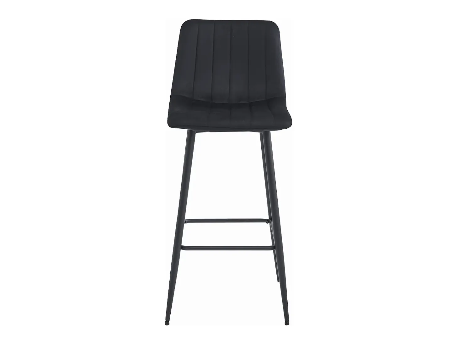Taburete de bar Valora Pozza, terciopelo negro, patas negras