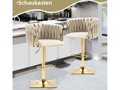 Taburete de bar vintage con respaldo y reposapiés, altura de mostrador, silla de comedor para isla de cocina, bar (53 x 51 x 87 cm)