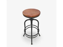 Taburete de bar vintage industrial ajustable con reposapiés Klom