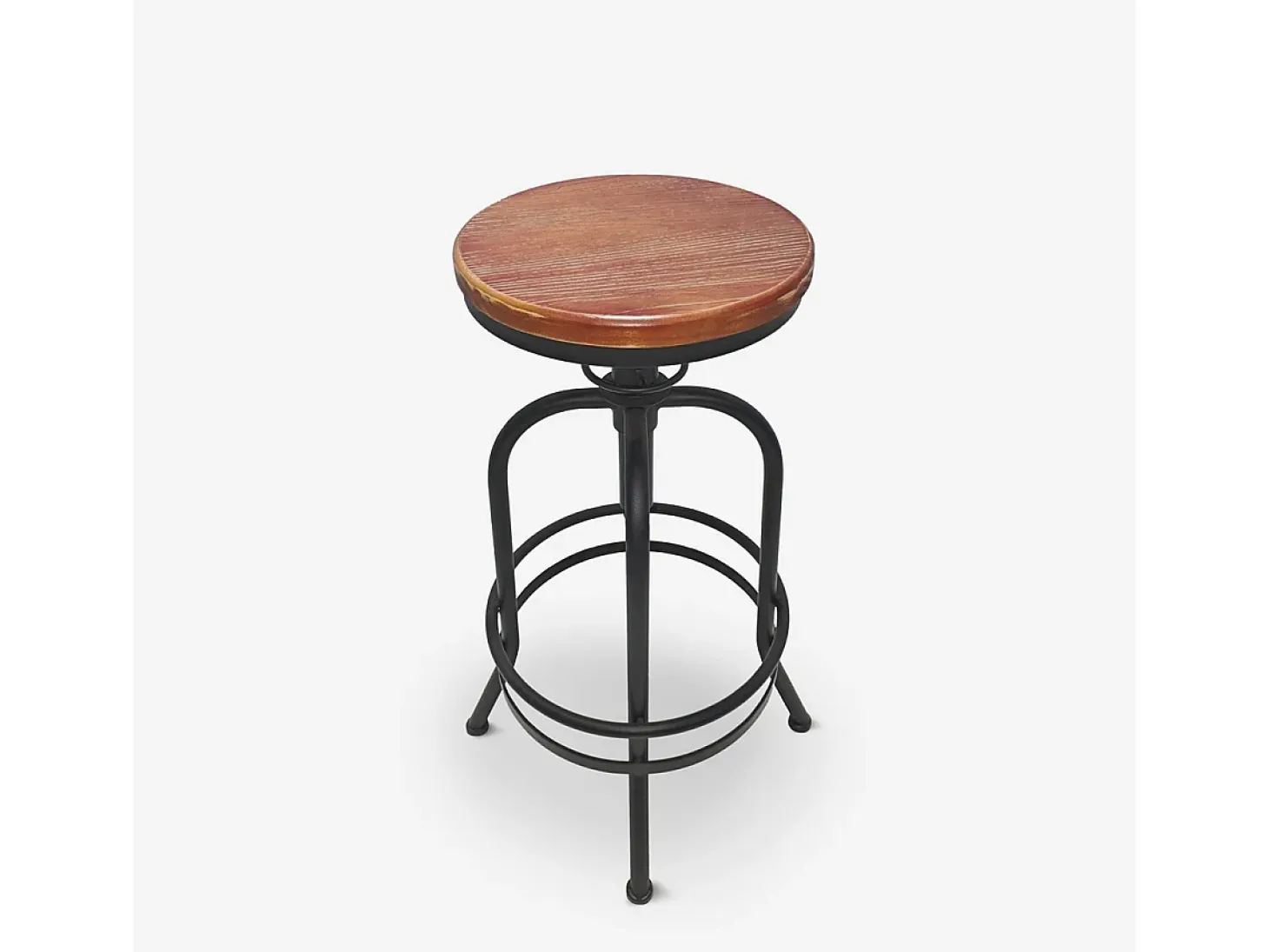Taburete de bar vintage industrial ajustable con reposapiés Klom