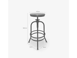 Taburete de bar vintage industrial ajustable con reposapiés Klom