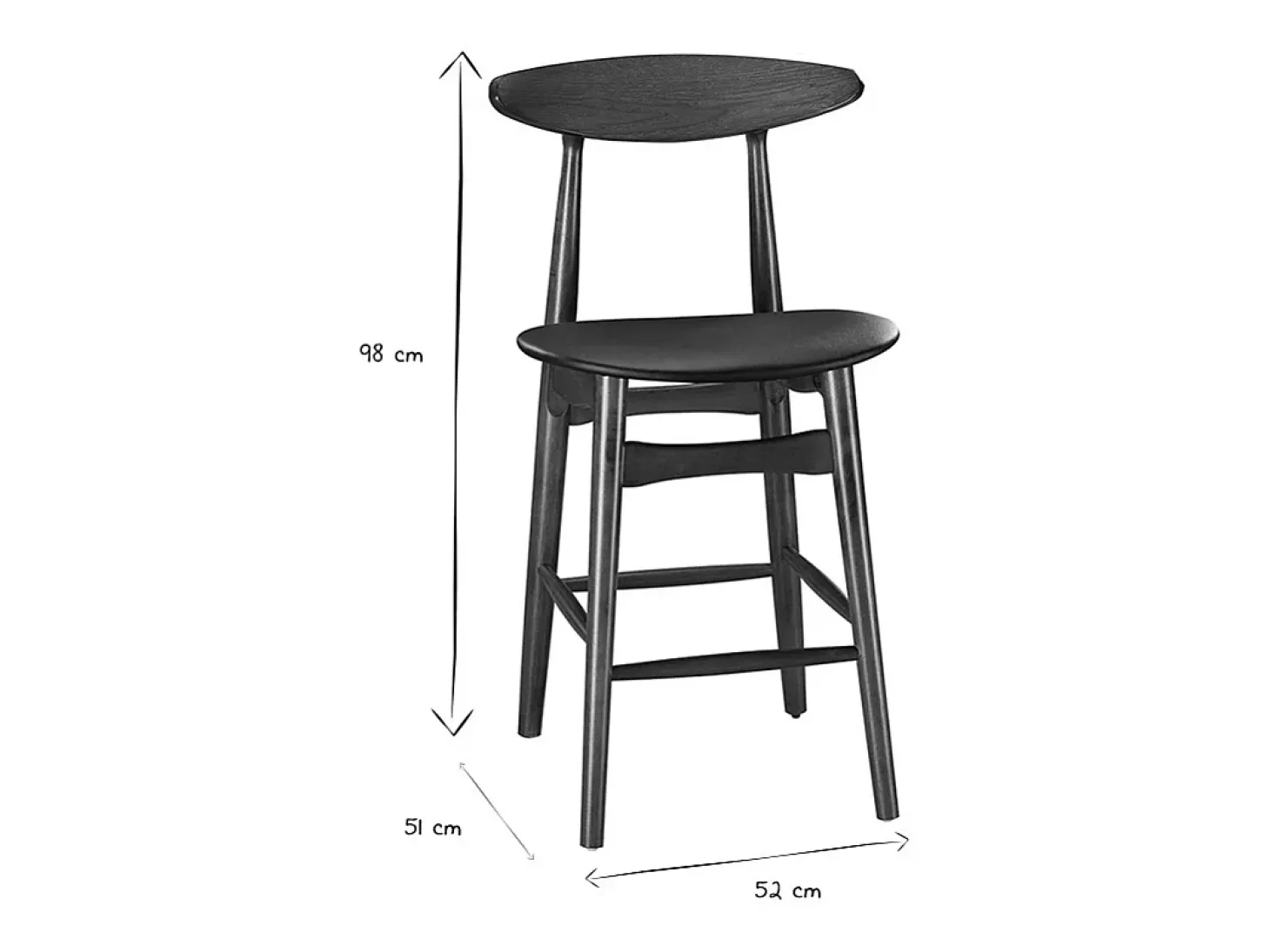 Taburete de bar vintage nogal y PU negro 65cm lote de 2 WALFORD