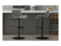 Taburete de bar ZENA – Estilo vintage – PU gris – Asiento cómodo y diseño