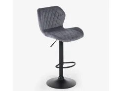 Taburete de barra de cocina ajustable moderno en tela de terciopelo Jersey. - Gris Oscuro