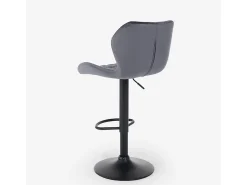 Taburete de barra de cocina ajustable moderno en tela de terciopelo Jersey. - Gris Oscuro