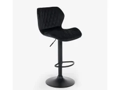 Taburete de barra de cocina ajustable moderno en tela de terciopelo Jersey. - Negro