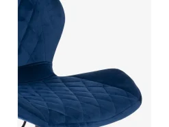 Taburete de barra de cocina ajustable moderno en tela de terciopelo Jersey. - Azul Marino