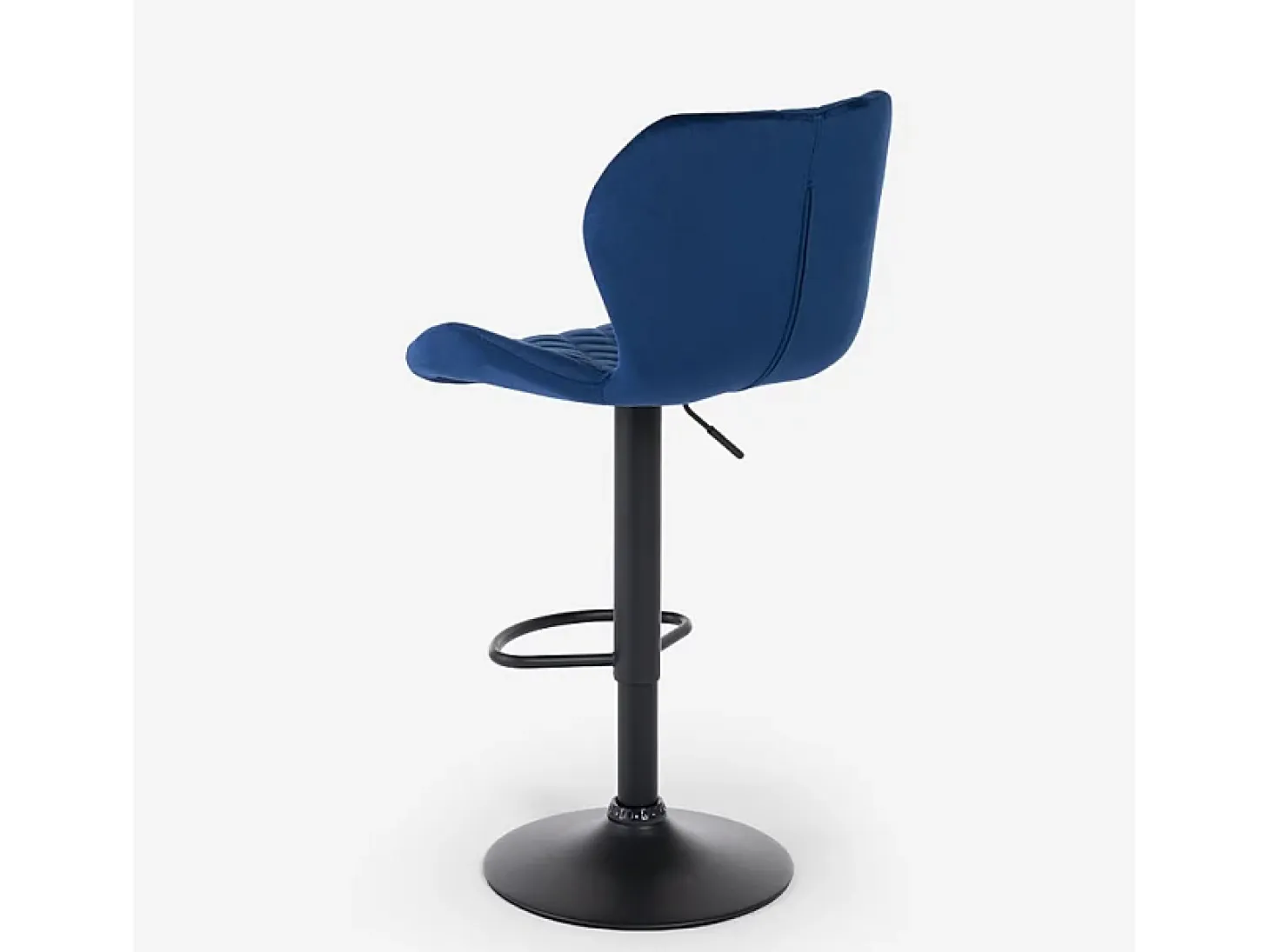Taburete de barra de cocina ajustable moderno en tela de terciopelo Jersey. - Azul Marino