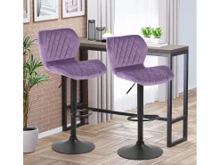 Taburete de barra de cocina ajustable moderno en tela de terciopelo Jersey. - Morado