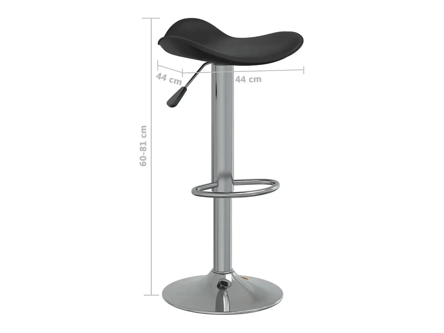 Taburete de cocina de acero cromado y cuero artificial negro