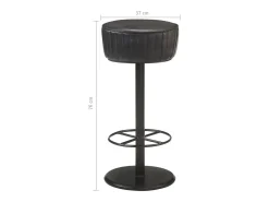 Taburete de cocina de cuero auténtico negro ES25050