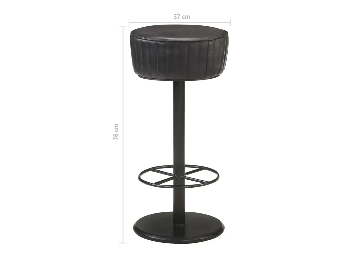 Taburete de cocina de cuero auténtico negro ES25050