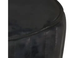 Taburete de cocina de cuero auténtico negro ES25050
