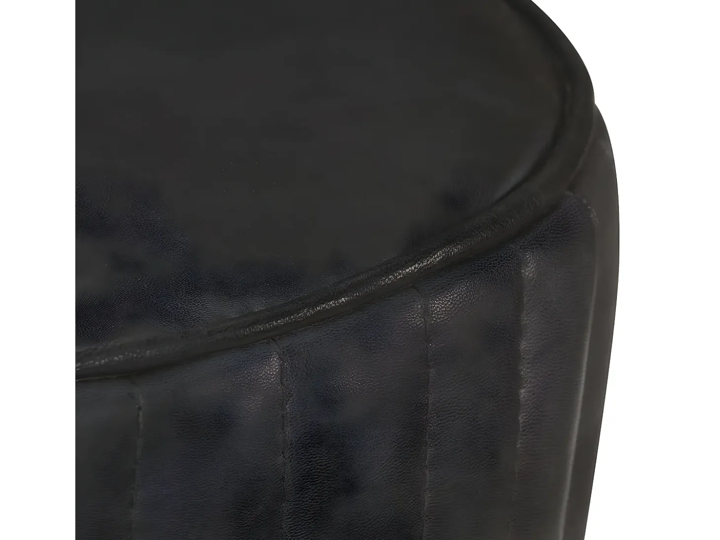 Taburete de cocina de cuero auténtico negro ES25050