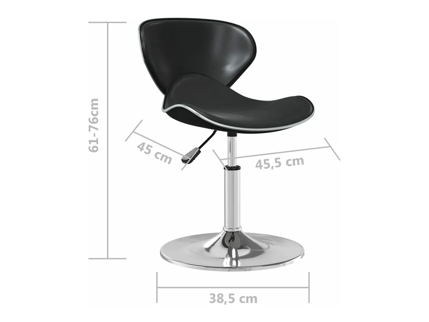 Taburete de cocina de cuero sintético negro