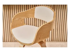 Taburete de cocina de diseño giratorio blanco con madera clara 67.5 cm GAO