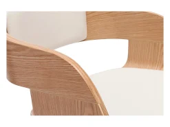 Taburete de cocina de diseño giratorio blanco con madera clara 67.5 cm GAO