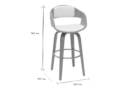 Taburete de cocina de diseño giratorio blanco con madera clara 67.5 cm GAO