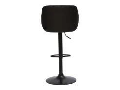 Taburete de cocina de diseño regulable negro con madera oscura LUCIEN