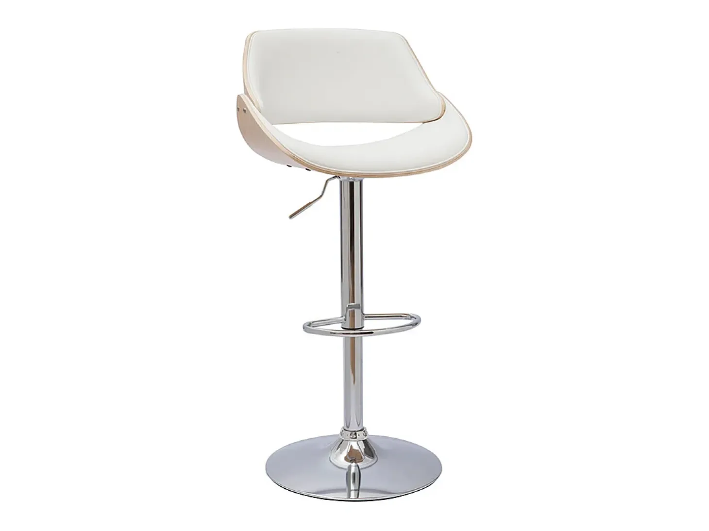 Taburete de cocina de diseño regulable blanco con tonos de madera clara CLASH