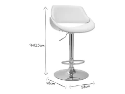 Taburete de cocina de diseño regulable blanco con tonos de madera clara CLASH