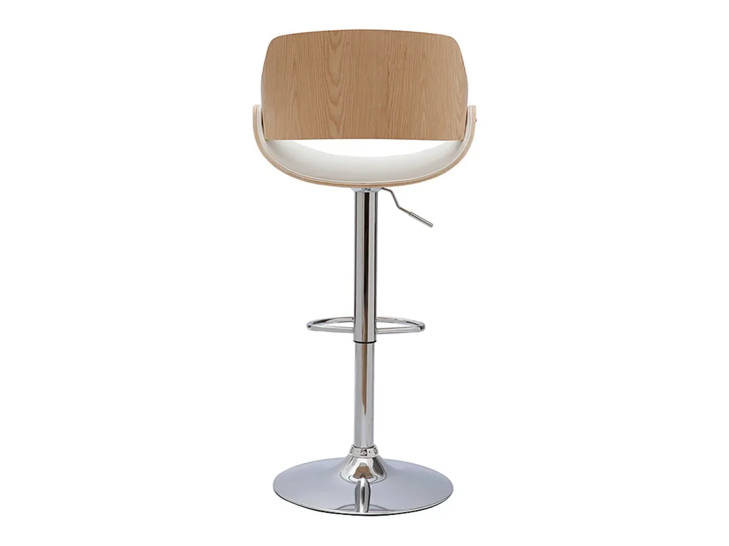 Taburete de cocina de diseño regulable blanco con tonos de madera clara CLASH