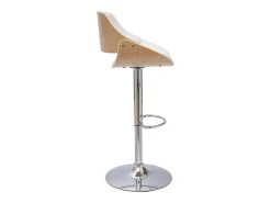 Taburete de cocina de diseño regulable blanco con tonos de madera clara CLASH