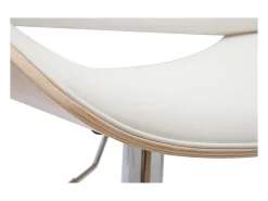 Taburete de cocina de diseño regulable blanco con tonos de madera clara CLASH