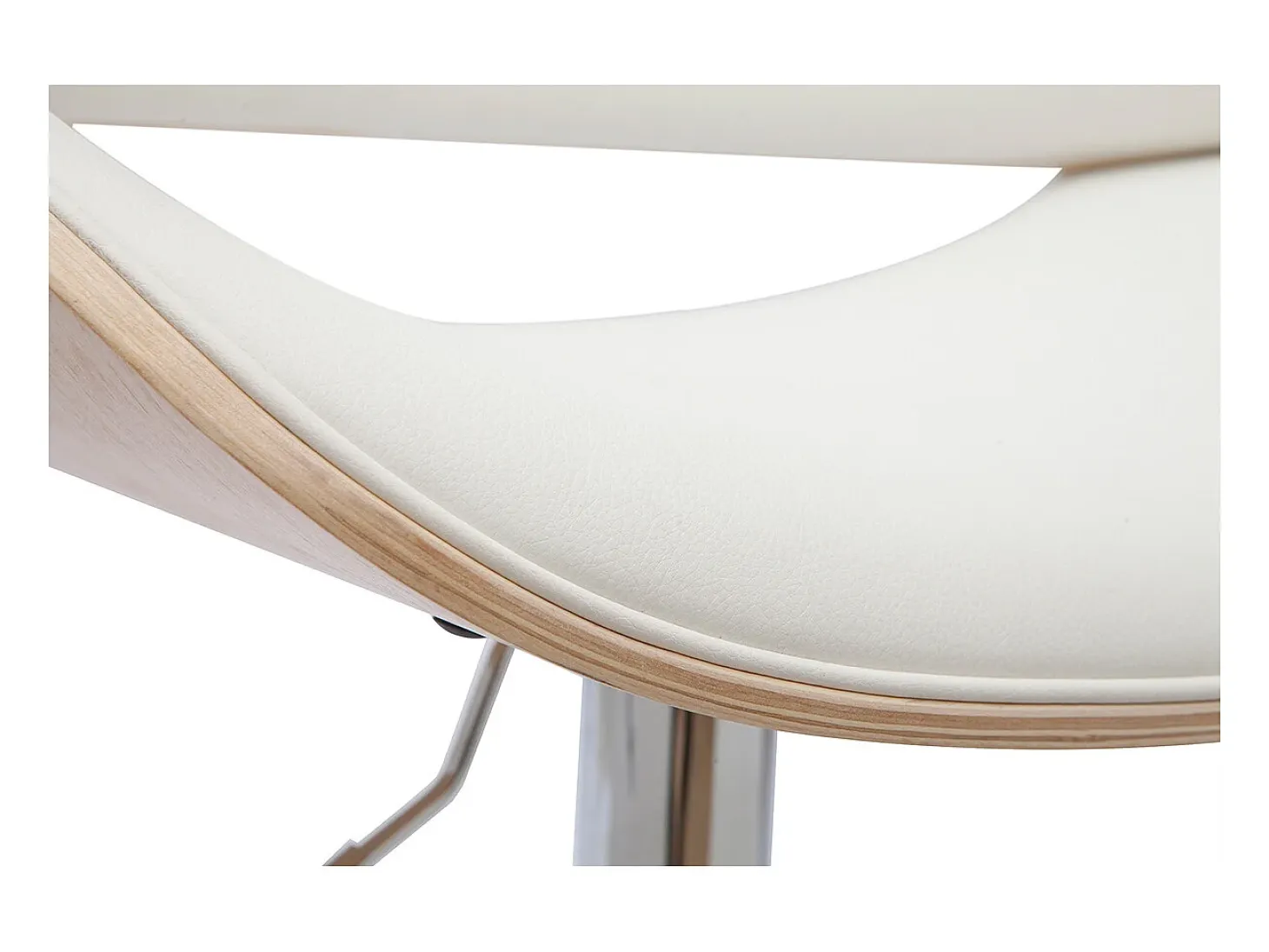 Taburete de cocina de diseño regulable blanco con tonos de madera clara CLASH