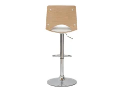 Taburete de cocina de diseño ajustable blanco con tonos de madera blanca PANACH