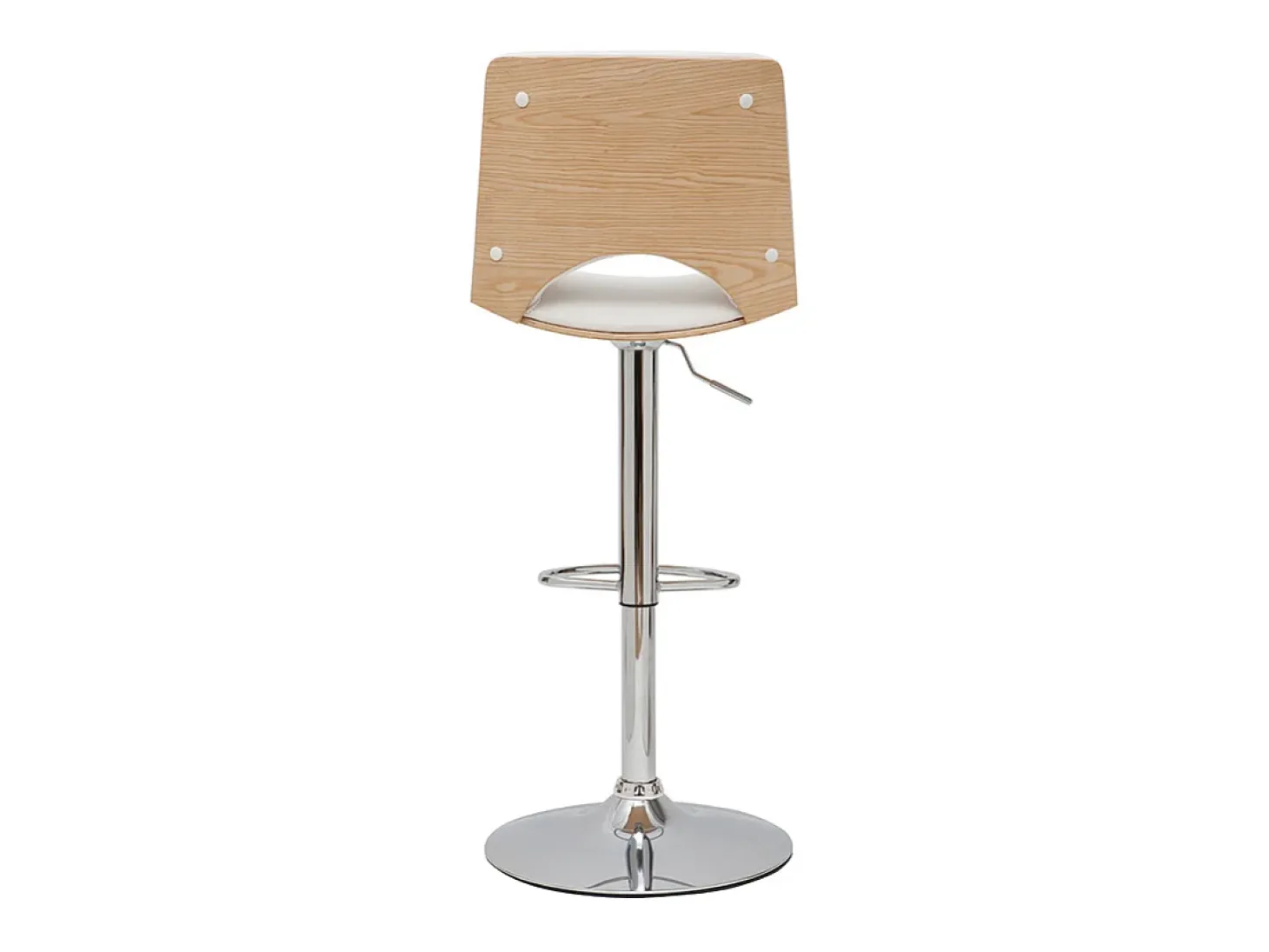 Taburete de cocina de diseño ajustable blanco con tonos de madera blanca PANACH