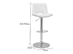 Taburete de cocina de diseño ajustable blanco con tonos de madera blanca PANACH